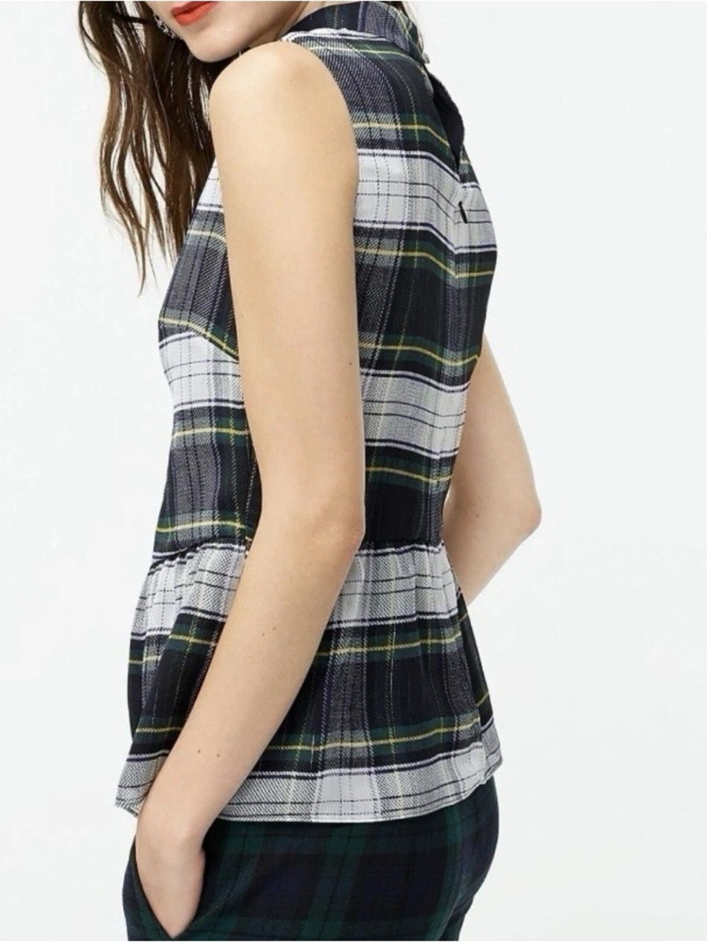 J.Crew Gilded Highland Tartan Peplum Top Plaid Sleeveless NWT Size Small - Picture 5 of 5